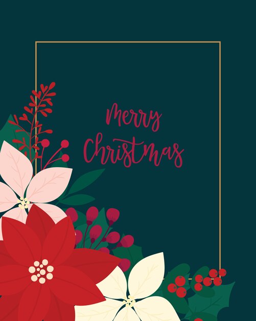 Premium Vector | Merry christmas greeting card. flower, floral.