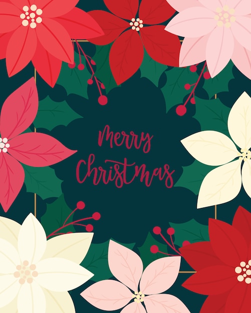 Premium Vector | Merry christmas greeting card. flower, floral.