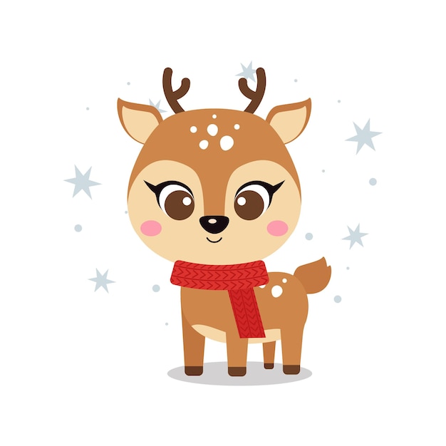 Premium Vector | Merry christmas greeting card with cute baby reindeer