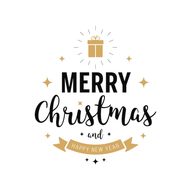 Premium Vector Merry Christmas Greeting Text Star Gold White Background