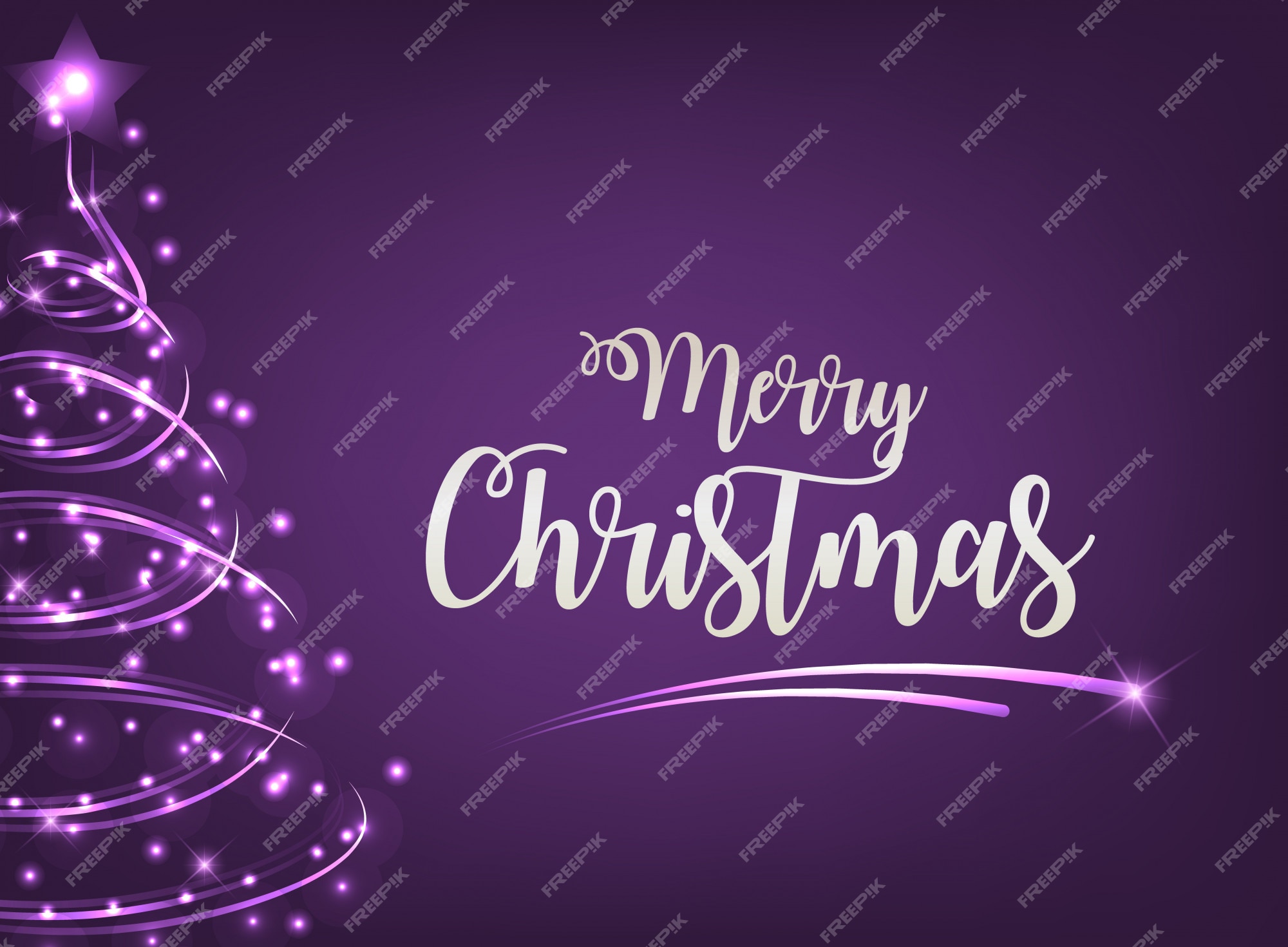 Premium Vector Merry christmas greeting with purple background and
