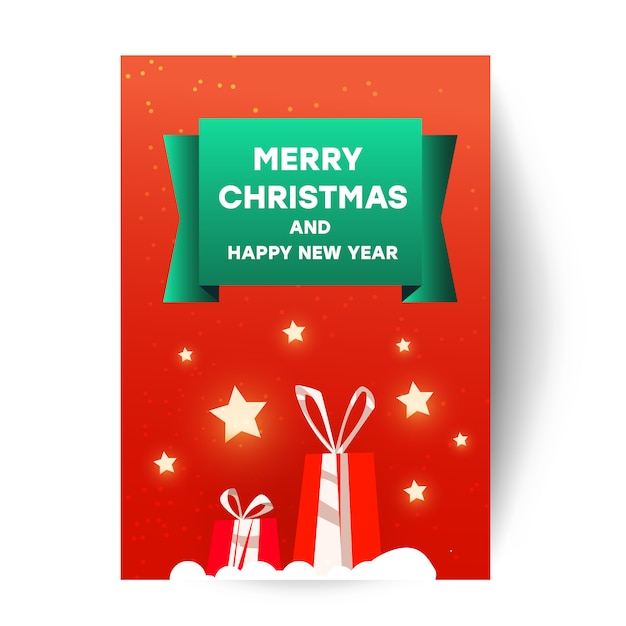 Merry christmas greetings card template with christmas