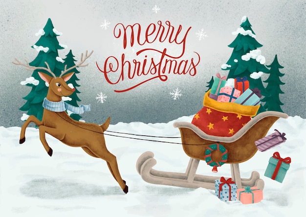 Free Vector | Merry christmas hand drawn card