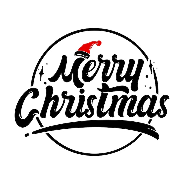 Premium Vector | Merry christmas hand lettering decoration