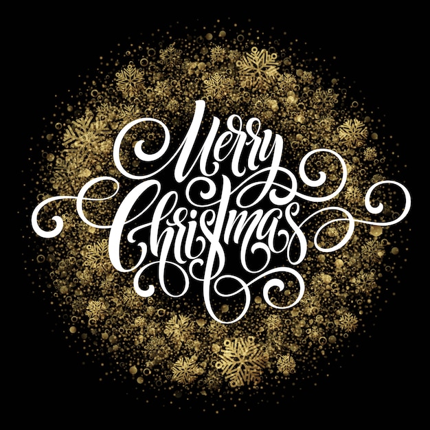 Premium Vector | Merry christmas handwriting script lettering, greeting card