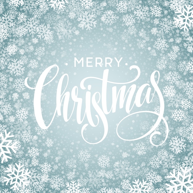 Premium Vector | Merry christmas handwritten text on background with ...