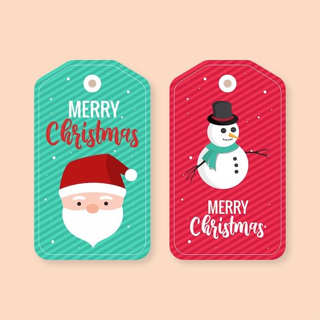 Premium Vector | Merry christmas hangtag green and red