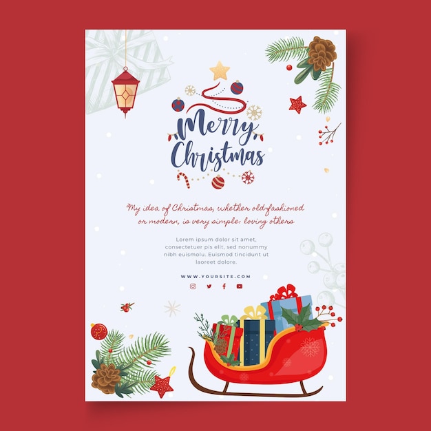 Premium Vector Merry Christmas And Happy Holidays Flyer Template