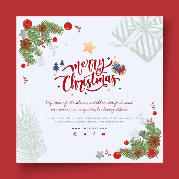 Free Vector Merry Christmas And Happy Holidays Square Flyer
