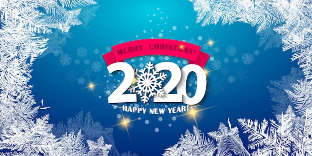 Merry christmas and happy new year 2020 greeting card Vector | Premium Download