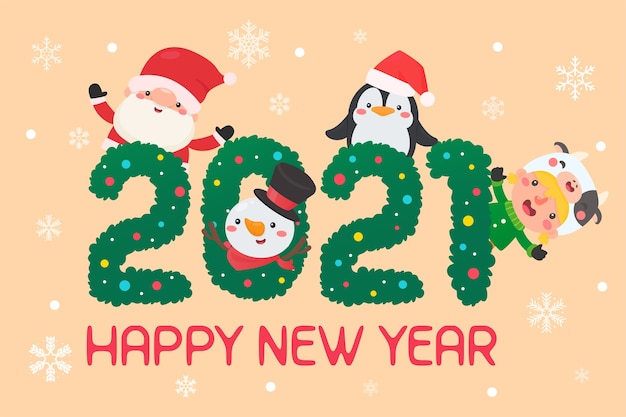 Premium Vector Merry christmas and happy new year 2021