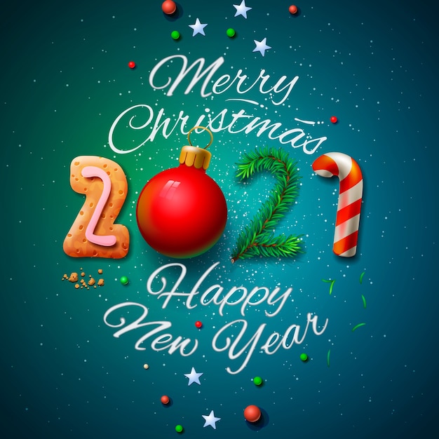 Premium Vector Merry Christmas And Happy New Year 21 Greeting Card