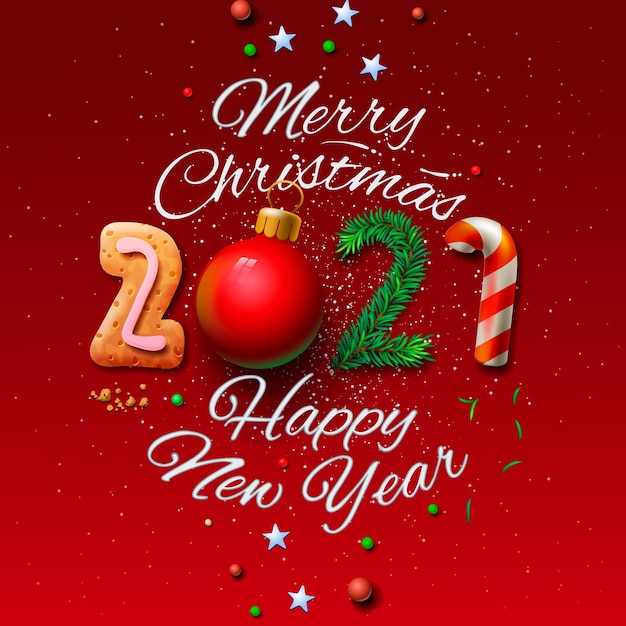 Premium Vector | Merry christmas and happy new year 2021 greeting card