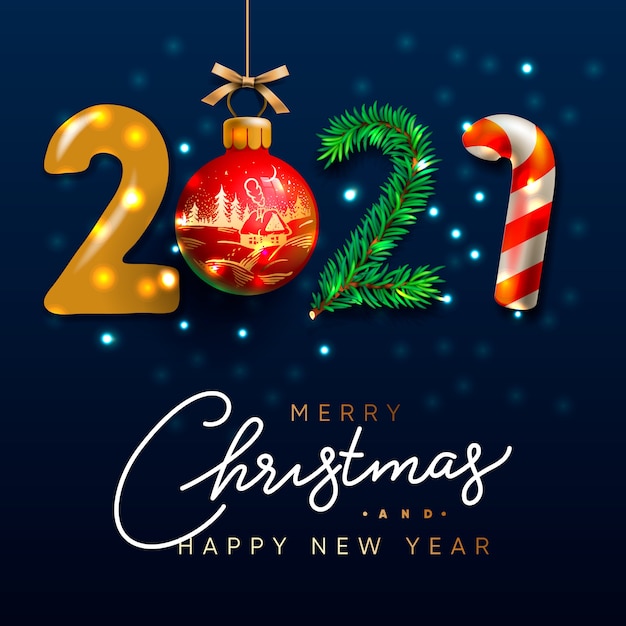 Premium Vector | Merry christmas and happy new year 2021 greeting card