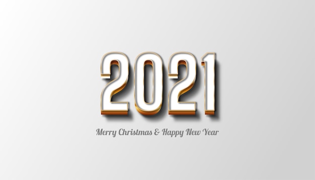 Premium Vector | Merry christmas and happy new year 2021 with white and gold text