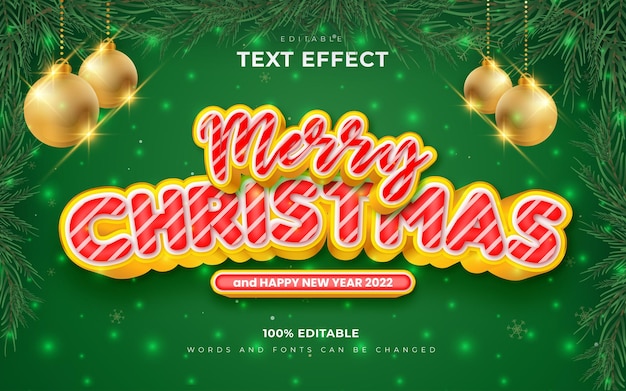 Merry Christmas And Happy New Year 2022 Font Design Premium Vector | Merry Christmas And Happy New Year 2022 Editable Text  Effects Style