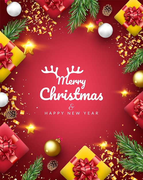 Premium Vector | Merry christmas and happy new year banner background ...