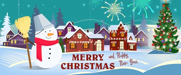 Merry christmas and happy new year banner design Vector | Free Download