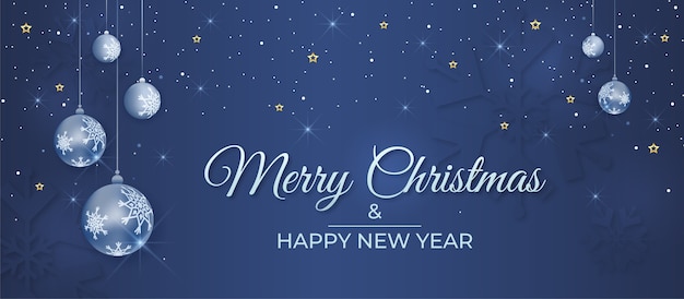 Premium Vector | Merry christmas and happy new year banner with ...