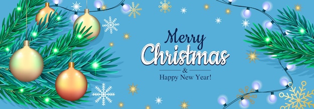 Premium Vector | Merry christmas and happy new year banner