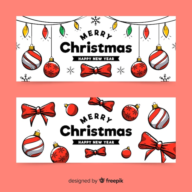 Free Vector Merry Christmas And Happy New Year Banners