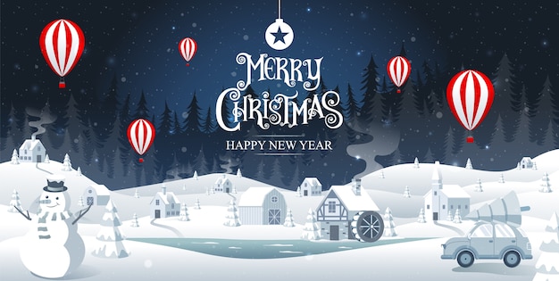 Premium Vector | Merry christmas, happy new year ...