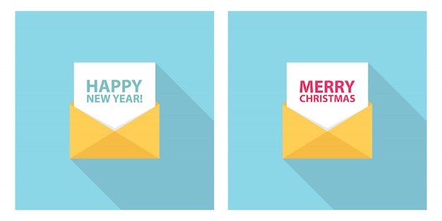 Merry christmas and happy new year celebrate letter, email, sms or message. set for holiday