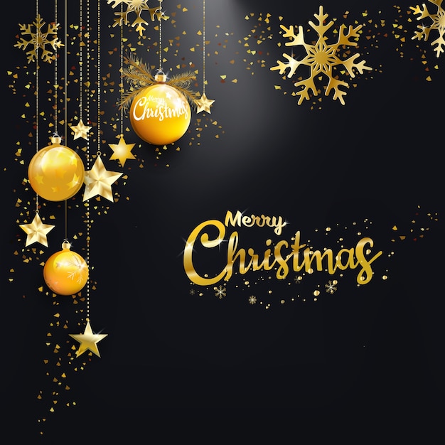 Premium Vector | Merry christmas happy new year golden christmas balls