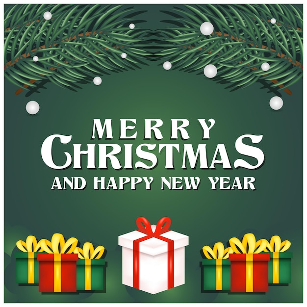 Premium Vector | Merry christmas and happy new year greeting, banner ...