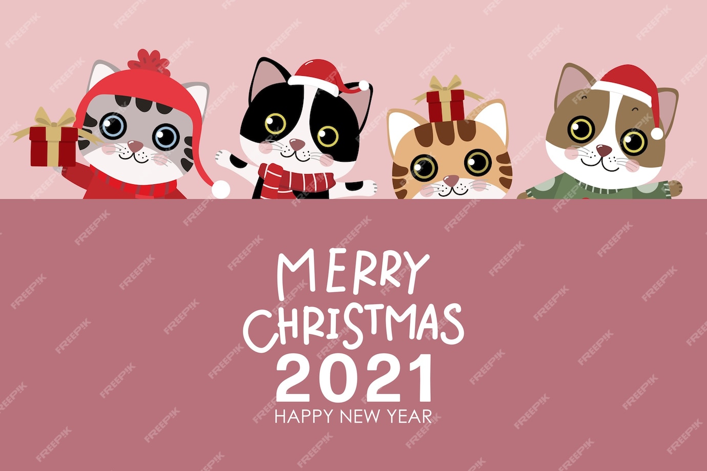 Premium Vector | Merry christmas and happy new year greeting card with