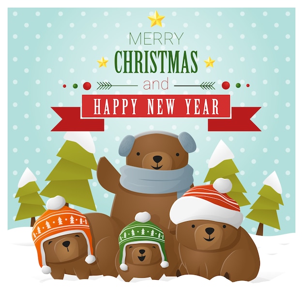 Premium Vector | Merry christmas and happy new year greeting card