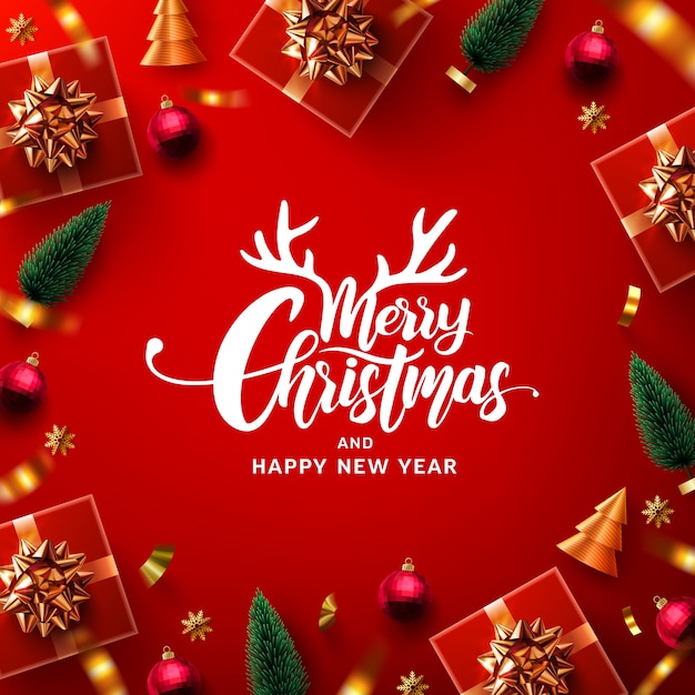 Premium Vector Merry Christmas Amp Happy New Year Promotion Poster