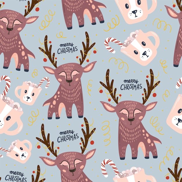 Premium Vector | Merry christmas and happy new year seamless pattern ...