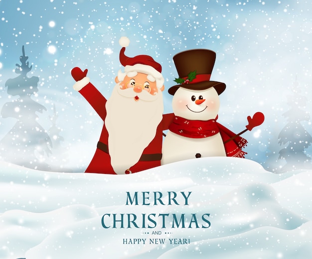 Premium Vector | Merry christmas. happy new year. smiling santa claus ...