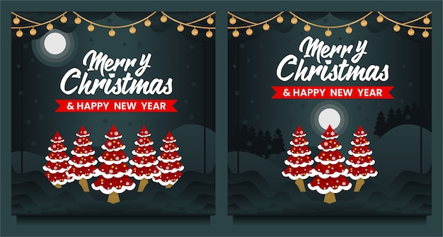 Premium Vector | Merry christmas and happy new year social media post, banner template with