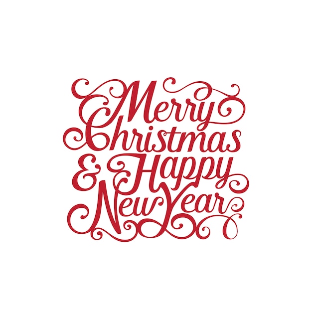Free Vector Merry Christmas And Happy New Year Text Calligraphic Lettering