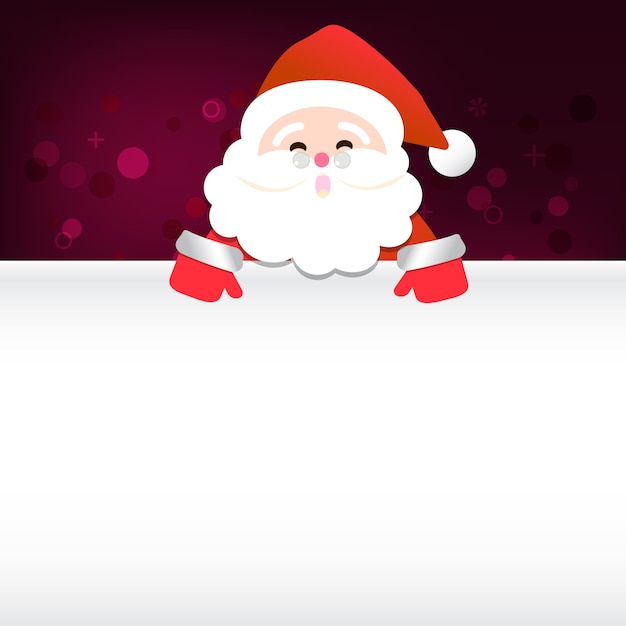 Merry christmas happy santa claus happy new year on red and white snow background | Premium Vector