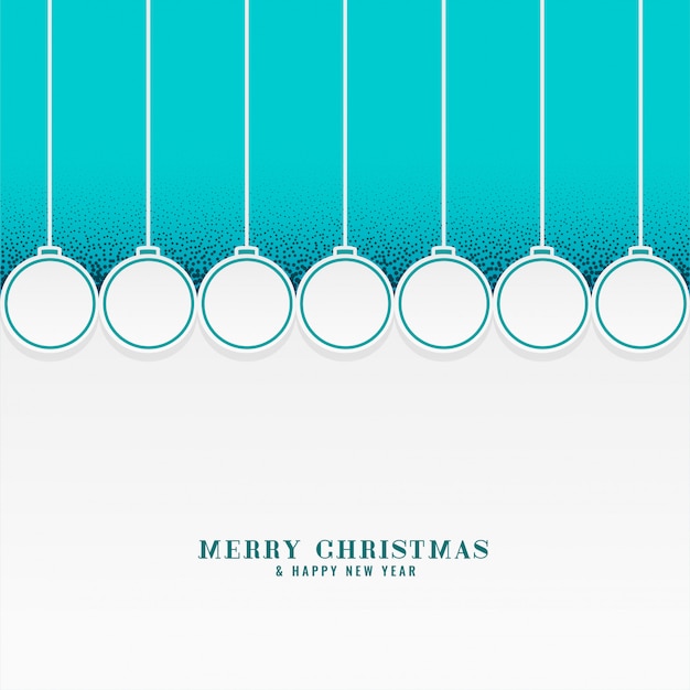 Merry christmas holiday background with hanging\
balls
