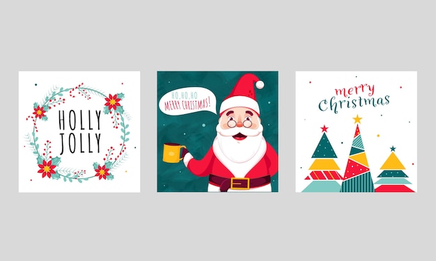 Premium Vector | Merry christmas and holly jolly poster design with ...