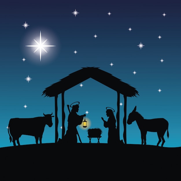 Premium Vector | Merry christmas and holy family