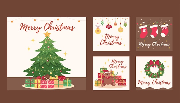 Premium Vector | Merry christmas instagram post collection