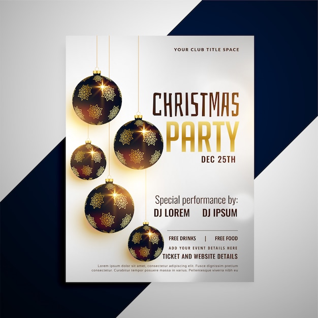 Free Vector | Merry christmas invitation party flyer template