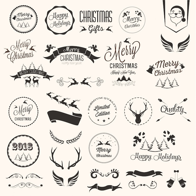 Merry Christmas labels set