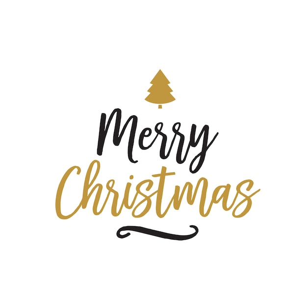 Merry christmas lettering, fir silhouette Vector | Free Download