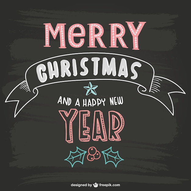 Free Vector | Merry christmas lettering with blackboard texture