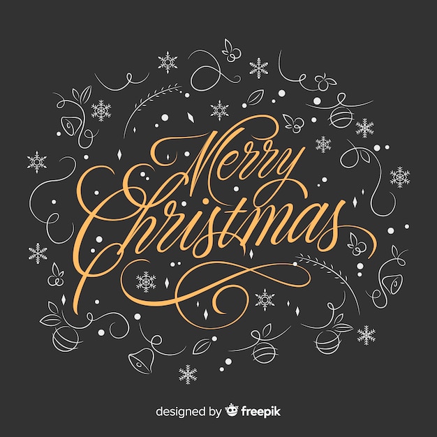 Premium Vector | Merry christmas lettering with decoration