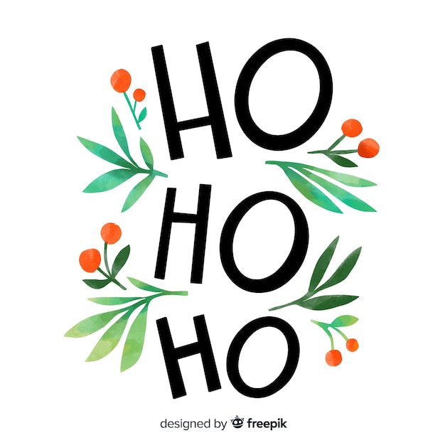 Free Vector Merry christmas lettering with ho ho ho