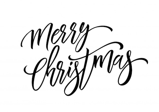 Free Vector | Merry christmas lettering with swirls