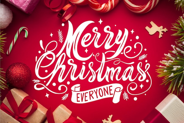Merry christmas lettering Free Vector