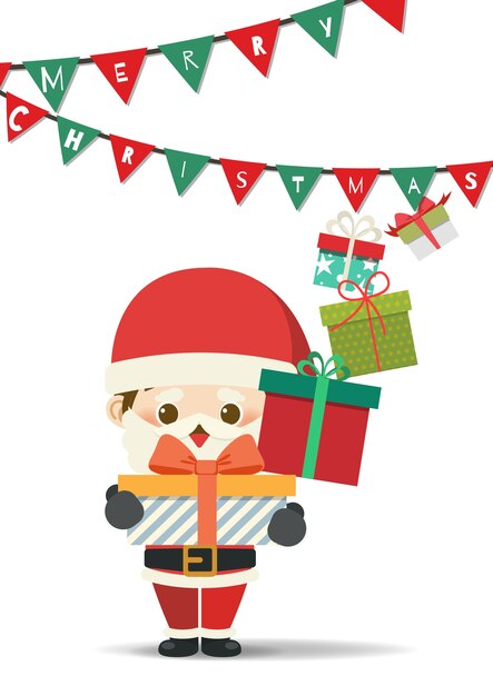 Premium Vector Merry Christmas Little Santa Claus Giving Ts